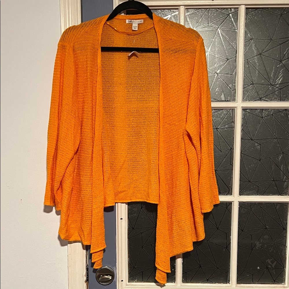 Cato Bright Orange Open-Front Women's Cardigan size 22/24w NWT